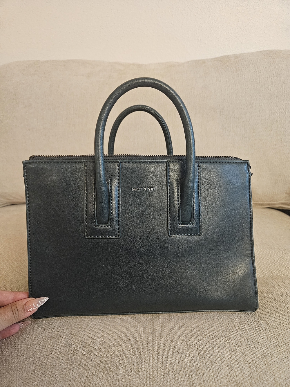 Matt & Nat Black Leatherette Top-Handle Tote